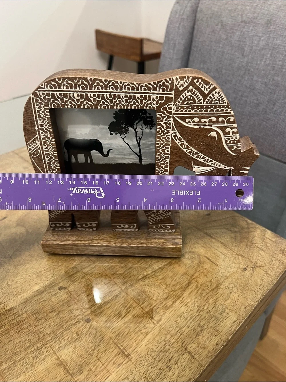 Handcrafted Elephant Wood Photo Frame